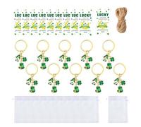 Piceioep 10Pcs Leaves Metal Keychains Irish Festival Charm Keyring Holders with Drawstring Bag for Patricks Day Wedding Lucky