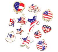 Piceioep Alloy Jewelry Component Independence Day Theme Artistic Pendant Alloy Texture Suitable for Craft Projects Americans Flag Star Charm Patriotic Necklace