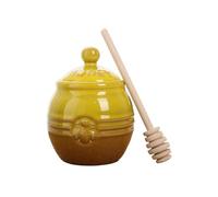 Piceioep Decorative Ceramic Honeys Pots Set with Wooden Spoon Honeys Storage Container for Storing Syrups and Condiments Old Dear Container