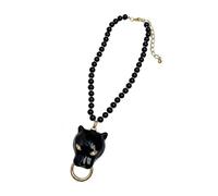 Piceioep Enameled Leopard Queens Pendant Necklace with Adjustable Chain Zincs Alloy for Fashionable Women Accessory Chain Zincs Alloy for Fashionable Women Accessory