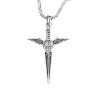 Piceioep Gothic Wing Crucifix Pendant Necklace Alloy Collarbone Chain Accessory For Women Unique Love Symbol Jewelry Gift Gothic Fashion Jewelry Gift