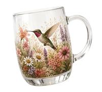 Piceioep Handcrafted Floral Glass Cup with Thick Wall Great As Gift or Desk Accessory 8Cm Diameter 10Cm Height Club Drinkware Artistic Flower Glass Cup