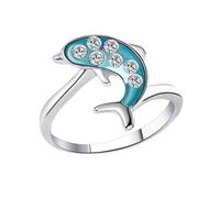 Piceioep Modern Aquatic Tail Jewelry Rings Sturdy Alloy Construction Portable For Extended Wear Blue Fish Tail Rings