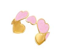 Piceioep Romance Dripping Oil Heart Shaped Stainless Steel Open Cuff Bangle in Gold Color for Women Party Jewelry Accessories and Fashion Wear Women ' s Jewelry