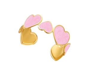 Piceioep Romance Dripping Oil Heart Shaped Stainless Steel Open Cuff Bangle in Gold Color for Women Party Jewelry Accessories and Fashion Wear Women ' s Jewelry