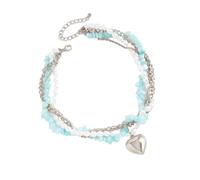 Piceioep Simulated Pearls Jewelry with Blue Crystals Heart Pendant for Daily Wear and Special Occasions Heart Necklace Featuring Artificial Pearls