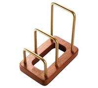 Piceioep Space Saving Cutting Board Holder With Nonslip Wooden Base Countertop Storage Rack Chopping Board Organiser Stand