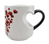 Piceioep Synthetic Resin Heart Shaped Handle Temperature Sensitive Coffee Cup Drinkware Valentines Day Present Heat Sensitive Coffee Cup Dishwasher Safe Conjuring