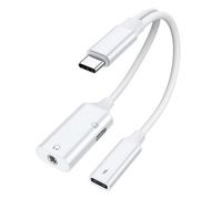 Piceioep Type C Headphone Jacks Splitter PD60W Power HiFi Sound Nylons Braids Cable Simultaneous Charging Sound Use Two Headphone Jacks Charging Cable