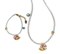 Piceioep Versatile Double Strands Pearls Jewelry Set For Formal Occasions Daily Wear Secure Clasp Designs Rocking Horse Jewelry Set