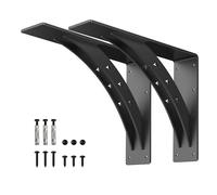 PICESA Heavy Duty Shelf Brackets，max Load 900 LBS,Premium Alloy Metal Mantel Brackets , (Set of 2) Fireplace Mantel Brackets - Countertop Support Brackets (Matte Black, 16 inch x 12 inch)