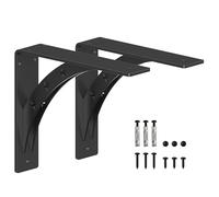 PICESA Heavy Duty Shelf Brackets，max Load 900 LBS,Premium Alloy Metal Mantel Brackets , (Set of 2) Fireplace Mantel Brackets - Countertop Support Brackets (Matte Black, 12 inch x 10 inch)