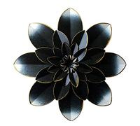 Picfarce Black Metal Flower Wall Art Decor, Rustic Modern Floral Sculpture, Distressed Hanging Home Decoration Accent Artworks for Indoor Bedroom Living Room Office Outdoor Garden, 9.5x9.5x0.6 Inch
