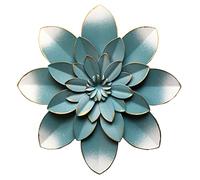 Picfarce Blue Metal Flower Wall Art Decor, 9.5“ Rustic Modern Floral Sculpture, Distressed Hanging Home Decoration Accent Artworks for Indoor Bedroom Living Room Office Outdoor Garden Patio