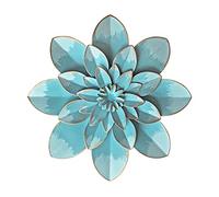 Picfarce Light Sky Blue Metal Flower Wall Art Decor, 9.5“ Rustic Modern Floral Sculpture, Distressed Hanging Home Decoration Accent Artworks for Indoor Bedroom Living Room Office Outdoor Garden Patio