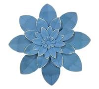Picfarce Ocean Blue Metal Flower Wall Art Decor, 9.5“ Rustic Modern Floral Sculpture, Distressed Hanging Home Decoration Accent Artworks for Indoor Bedroom Living Room Office Outdoor Garden Patio
