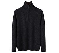 PICFEA Men's 1/4 Zip Mock Neck Pullover, 100% Pure Cashmere Polo Neck Sweater (Color : Blue, Size : L)