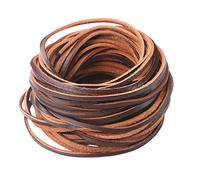 Picheng 3mm Flat Genuine Leather Cord, 5Yards Strip Cord Braiding String Very Suitable for Jewelry Making, Leather Shoe Lace, Garden Tools，Toys，Woven Bags，DIY Crafts Projects (Dark Brown)