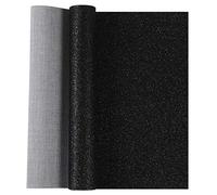 Picheng Faux Leather Roll Sparkly Superfine Glitter Vinyl Fabric Fine Glitter PU Leather Canvas Perfect for Craft DIY Handmade Jewelry Earrings Bows Craft Making 8.2''x53''(21x135cm) (Black)