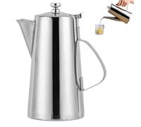 Pichet En Acier Inoxydable - 1.8L Argent Avec Poignée | Bouilloire À Eau De Grande Capacité Avec Couvercle, Pour Thé, Lait, Jus, Café, Eau Froide | Pichet Boisson | Maison, Hôtel, Restaurant, Bar
