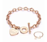 pichuxiu Heart Charm Bracelet Plated 18K Gold/Silver/Rose Gold Bible Scripture Heart Bracelet for Women Jewelry Gift Zircon Her Link Chain OT Clasp Stainless Steel Birthday, 7.1 inch, Stainless Steel