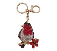 Pick A Gem Chunky Robin Redbreast Bag Charm Keyring Key Fob Gold Plated Bird Charm