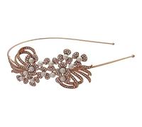 Pick A Gem Wedding Hair Accessories Crystal and Pearl Flower Cluster Headband / Side Tiara / Rose Gold Finish