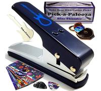 Pick-a-Palooza DIY Guitar Picks Punch Mega Pack - Custom Pick Maker for Musicians - Features Leather Key Chain Holder, Pick Strips with Artwork & File - Unique Gifts for Men & Women - Blue Punch