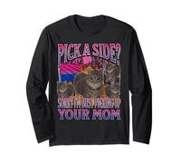 Pick A Side? Funny Bisexual Lgbtq Cat Meme Bootleg Graphic Long Sleeve T-Shirt