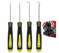 Pick and Hook Set, Mechanic Pick Set, 4-Piece Precision Pick Tool Set for the Automotive Industry, Ergonomic Handle Seal Scraper Tools with 45 Degree and Hooks for Automobile