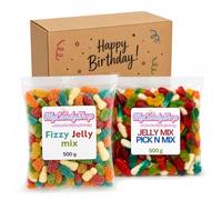 Pick and Mix Birthday Sweets Box, Assorted, 1KG | Happy birthday Pick And Mix Sweets gift box with card, fizzy and jelly mix, sweet gifts for men, women, kids