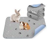 PICK FOR LIFE 2 Packs Guinea Pig Cage Liner Washable Reusable Guinea Pig Pee Pad Mats, Waterproof Fast Absorbent Rabbit Cage Liner Non-Slip Bedding for Small Animal Chinchilla Hamster 60x90 cm