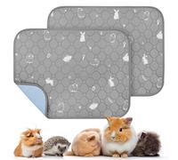 PICK FOR LIFE 2 Packs Guinea Pig Cage Liners - Washable Reusable Pee Pad, Waterproof Fast Absorbent Mat, Non-Slip Bedding for Small Animals - Chinchilla, Rabbit, Hamster, Puppy - 45x60 cm
