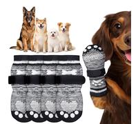 PICK FOR LIFE 2 Pairs Anti Slip Dog Socks with Grips for Injured Paws Durable Dog Socks Paws Stop Licking Scratching, Dog Paw Protectors for Senior Dogs Indoor Hardwood Floor Walking (Grey,S)