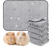 PICK FOR LIFE 4 PCS Guinea Pig Fleece Cage Liner Leakproof Guinea Pig Mats Pee Pads Washable Pet Blankets Soft Absorbent for Small Animal Rabbit Ferret Hamster Chinchillas Hedgehog Puppy, 60 x 90 cm
