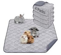 PICK FOR LIFE 4 Pieces Guinea Pig Fleece Cage Liner Washable Reusable Pee Pads for Rabbit Hamsters Leak-proof Small Animal Bedding Fast Absorbent Non Slip Guinea Pig Blanket, 90 x 120 cm