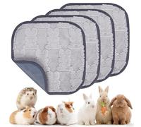 PICK FOR LIFE 4 Pieces Guinea Pig Fleece Cage Liner Washable Reusable Pee Pads for Rabbit Hamsters Leak-proof Small Animal Bedding Fast Absorbent Non Slip Guinea Pig Blanket, 30 x 30 cm