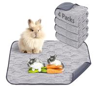PICK FOR LIFE 4 Pieces Guinea Pig Fleece Cage Liner Washable Reusable Pee Pads for Rabbit Hamsters Leak-proof Small Animal Bedding Fast Absorbent Non Slip Guinea Pig Blanket, 90 x 100 cm