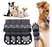 PICK FOR LIFE Anti Slip Dog Socks Paws Stop Licking, 2 Pairs Adjustable Dog Paw Protectors with Grips Breathable Dog Boots Shoes Alternative, Strong Traction for Dog Hardwood Floors Indoor Walking, S