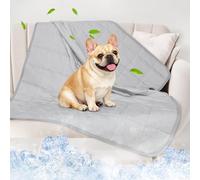 PICK FOR LIFE Dog Cooling Blanket 0.4 Q-max Dog Cat Summer Sofa Bed Cover Crate Cover Washable Pet blanket Double Side Cooling Fiber Lightweight Soft to Touch Dog Blanket Stay Cool, Grey 76×101cm