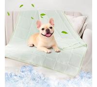 PICK FOR LIFE Dog Cooling Blanket Q-max>0.4 Dog Cat Summer Sofa Bed Cover Crate Cover Washable Pet blanket Double Side Cooling Fiber Lightweight Soft to Touch Dog Blanket Stay Cool,Green 76×101cm