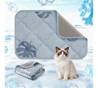 PICK FOR LIFE Dog Cooling Mat for Puppies Cats - 40x60cm Pet Cooling Mat with Anti-Slip Bottom, Waterproof Self-Cooling Dog Pad for Crate, Floor, Sofa & Car, Washable, Grey Monstera (Grey)