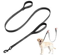 PICK FOR LIFE Dog Leads Heavy Duty Training Lead for Dogs Traffic Padded Two Handle for More Control Reflective Dog Leads for Medium/Large Dogs Daily Walking Training Black (1.2m x 2.5cm)