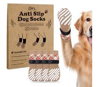 PICK FOR LIFE Dog Socks, 2 Pairs Anti Slip Dog Socks Paw Stop Licking Dog Paw Protector Adjustable Dog Slippers Dog Boots Shoes For Dog Puppy Hardwood Floor Indoor Walking (Brown, S)
