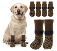 PICK FOR LIFE Dog Socks Paws Stop Licking 2 Pairs Anti-Slip Dog Shoes with Grippers DogBoots Prevent from Licking Paws for Senior Dogs on Hardwood Floor (Brown, S)