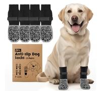 PICK FOR LIFE Dog Socks Paws Stop Licking 2 Pairs Dog Shoes with Grippers Anti-Slip DogBoots Prevent from Licking Paws for Senior Dogs on Hardwood Floor (Grey, L)