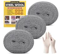 PICK FOR LIFE Steel Wool Mice Blocker 3 Pack Coarse Wire Wool Mice for Cleaning Rodent Control Gap Hole Filler Keep Rodent Rat Insect Pest out for Attic Garden Kitchen Garage with Gloves(3m/Roll)