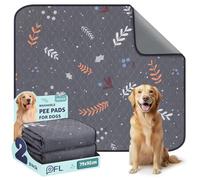 PICK FOR LIFE Washable Pee Pads for Dogs 2 Pack Washable Puppy Pads Absorbent Reusable Whelping Pads Non-Slip Dog Mat with Plant Print for Floor Protector Potty Training Grey 79x92cm
