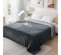 PICK FOR LIFE Waterproof Blanket for Bed: Reversible Soft Flannel Throw Splash Bed Blanket Spill-Proof Cover for Furniture Protection, Movie Time, 152 x 203cm (Grey)