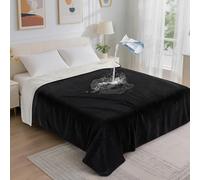 PICK FOR LIFE Waterproof Blanket for Bed: Reversible Soft Flannel Throw Splash Bed Blanket Spill-Proof Cover for Furniture Protection, Movie Time, 203 x 229cm (Black/White)